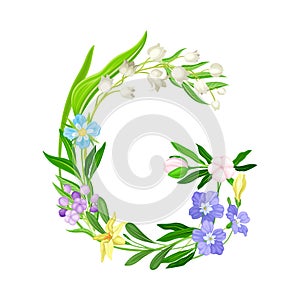 Alphabetical Character G Arranged from Fresh Meadow Flora Vector Illustration