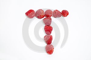 Alphabetical letters made of raspberries