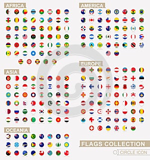 Alphabetically sorted circle flags of the world. Set of round flags