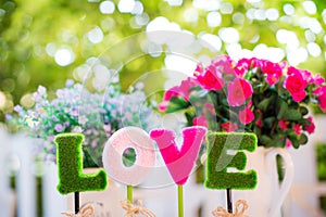 alphabets l, o, v, e. the word love for decoration. signs of valentine day and sweet honeymoon.