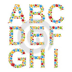 Alphabets. Set letters of stylized colorful bubbles or candy.