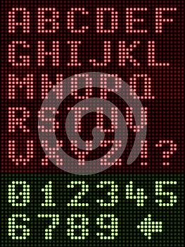 Alphanumeric Alphabet Font LED Display On Black