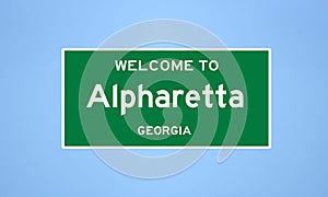 Alpharetta, Georgia city limit sign. Town sign from the USA.