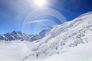 Alpine Alps mountain landscape at Jungfraujoch