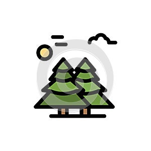 Alpine, Arctic, Canada, Pine Trees, Scandinavia  Flat Color Icon. Vector icon banner Template