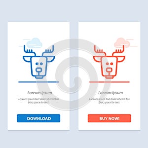 Alpine, Arctic, Canada, Reindeer  Blue and Red Download and Buy Now web Widget Card Template