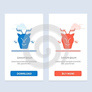 Alpine, Arctic, Canada, Reindeer  Blue and Red Download and Buy Now web Widget Card Template