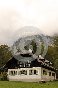 Alpine bavarian house.St Bartholoma.Konigssee.Germany