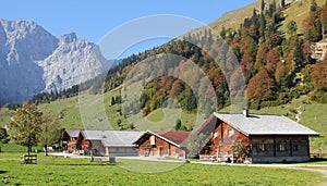 Alpine cabins, karwendel valley, austria