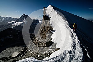 Alpine climbing in the Swiss Alps