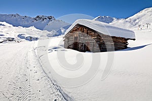 Alpine cottage in Dolomites mountains, Italy