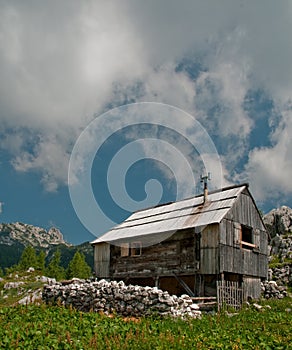 Alpine cottage in the mountains