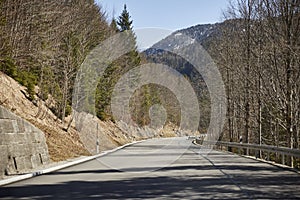 Alpine country road in the Austrian Alps - Stock Photo