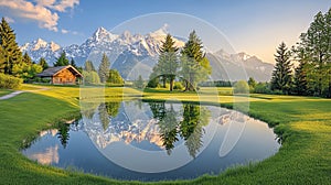 Alpine golf course sunrise