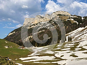 Alpine hill Alp Sigel in the Alpstein mountain range and in the Appenzellerland region