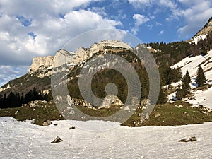 Alpine hill Alp Sigel in the Alpstein mountain range and in the Appenzellerland region