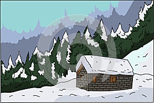 Alpine hut background
