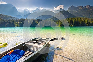 Alpine and idyllic Lake Tovel , Trentino alto adige, Dolomites , Italy
