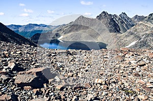 Alpine lake in Dientes de Navarino in Chile, Patagonia photo