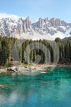 Alpine lake of Dolomites, Lake Carezza