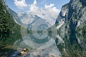 Alpine lake in mountain landscape. Obersee, Germany.