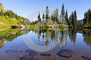 Alpine Lake on Naches Peak Loop Trail in Mt Rainier NP