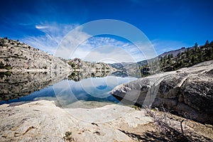 Alpine lake reflections.