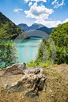 Alpine lake Ritsa in Abkhazia