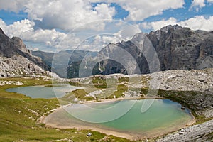 Alpine lakes in Dolomites of Sesto