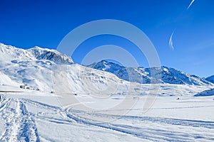 Alpine landscape with blue skies