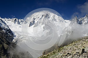 Alpine landscape with Mont Blanc peak