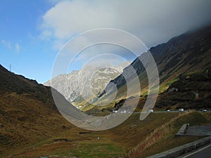 Alpine landscape on a mountain road photo