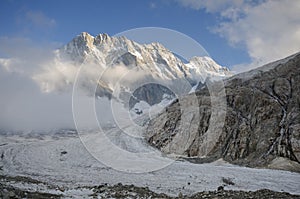 Alpine landscape with mountains and glacier