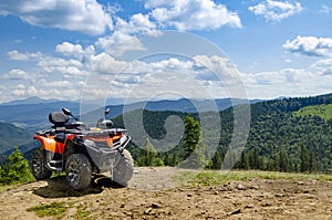 Alpine landscape. Off-road ATV travel in the Carpathians