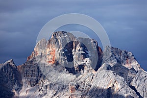 Alpine landscape over Cristallo Mountain in the Dolomites.