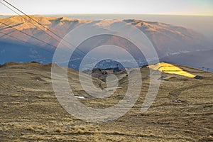 Alpine landscape at sunset