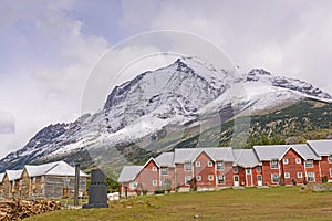 Alpine Lodge beneath Snowy Mountains