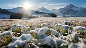 Alpine meadow is transformed into a winter wonderland