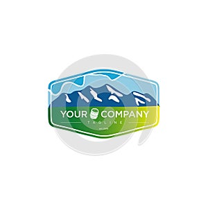 Alpine Mountain Adventure logo . Mountain Outdoor Logo Design ,Hiking, Camping, Expedition And Outdoor Adventure. Exploring Nature
