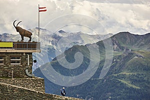 Alpine mountain viewpoint. Kaiser Franz Josefs hohe. Grossglockner landmark. Austria