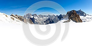 Alpine mountains peaks panoramic  view landscape, Mont Blanc massif