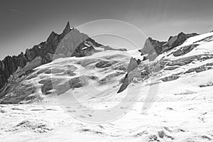 Alpine mountains peaks view landscape, Mont Blanc massif