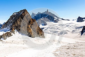 Alpine mountains peaks view landscape, Mont Blanc massif