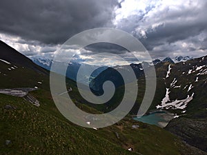 Alpine mountains from viewpoint near Kaiser-Franz-Josephs-HÃ¶he on Grossglockner High Alpine Road in Austria.