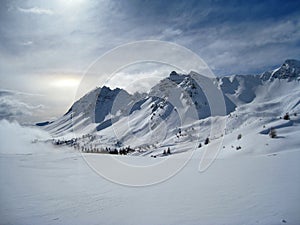 Alpine mountains in winter