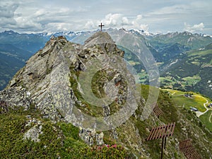 Alpine panorama from the rocky peak