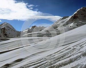 Alpine panorama with the ski lift of the Austrian Tyrol