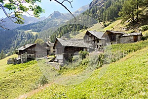 Alpine panorama with Walser huts