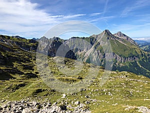 Alpine pastures and grasslands in the Wagital valley Waegital, Innerthal