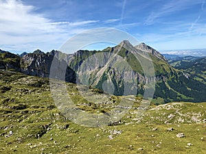 Alpine pastures and grasslands in the Wagital valley Waegital, Innerthal